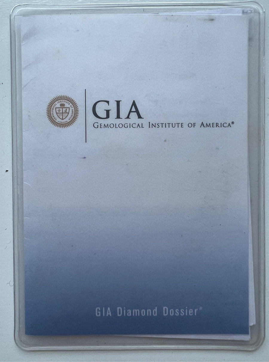 GIA Diamond Dossier booklet from the Gemological Institute of America, showcasing diamond certification information.