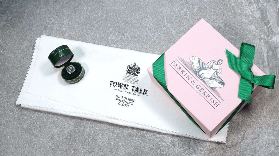 Town Talk Silver Polishing Cloth with ring box, perfect for keeping silver sparkling and tarnish-free.