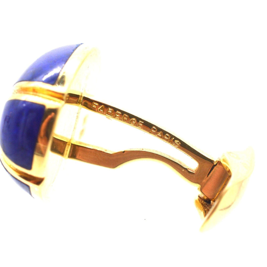 Vintage 18ct gold Lapis Lazuli Cufflinks by Faberge Paris in Original Case | Parkin and Gerrish (UK)