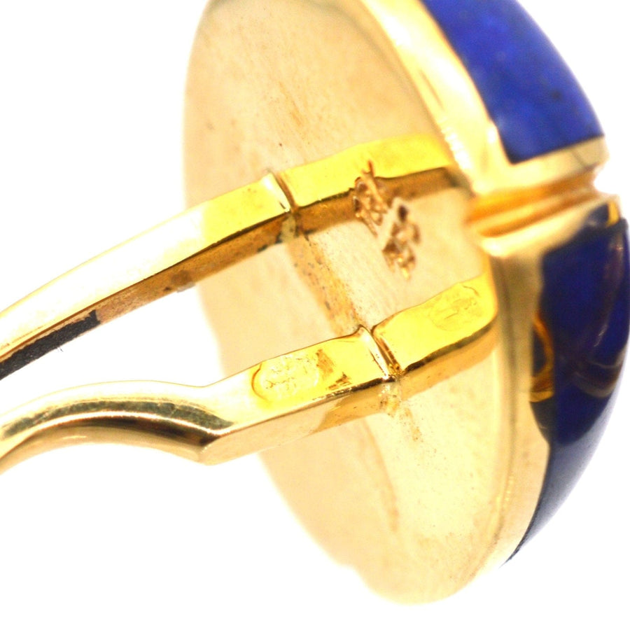 Vintage 18ct gold Lapis Lazuli Cufflinks by Faberge Paris in Original Case | Parkin and Gerrish (UK)