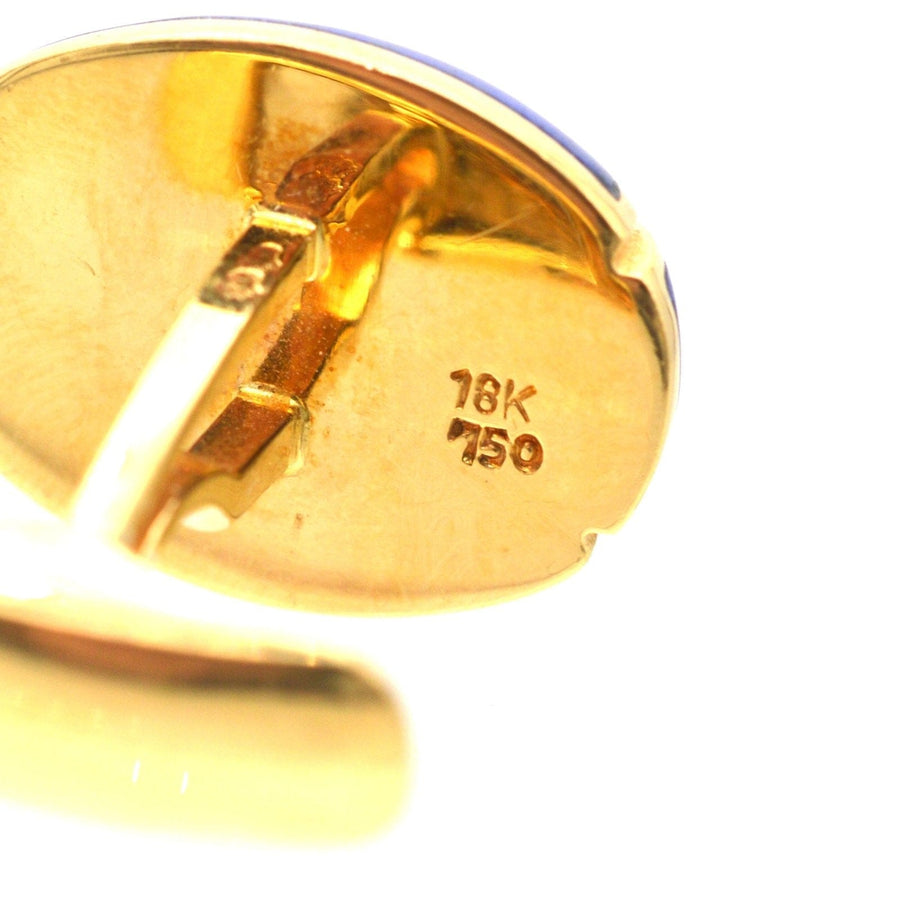 Vintage 18ct gold Lapis Lazuli Cufflinks by Faberge Paris in Original Case | Parkin and Gerrish (UK)