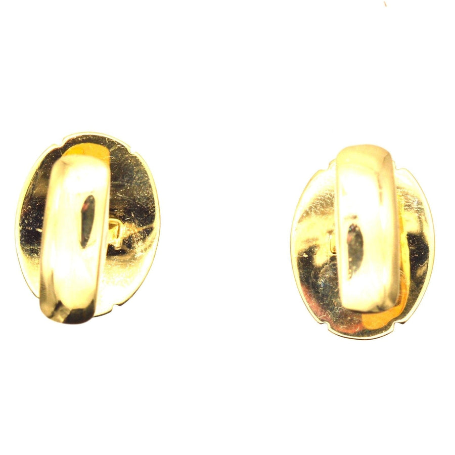 Vintage 18ct gold cufflinks with lapis lazuli accents, elegant design by Faberge Paris, original box included.