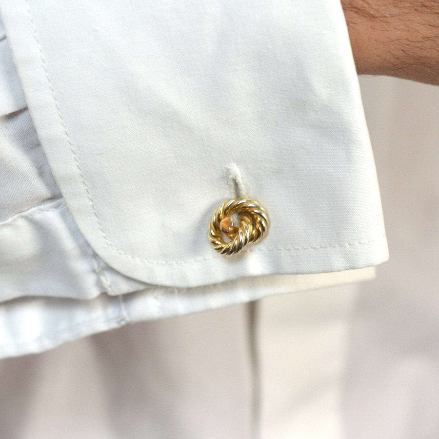 小物 Vintage HERMES Rope Cufflinks Silver 925 Hermès VINTAGE HERMES ROPE MARINE KNOT CUFFLINKS IN SILVER