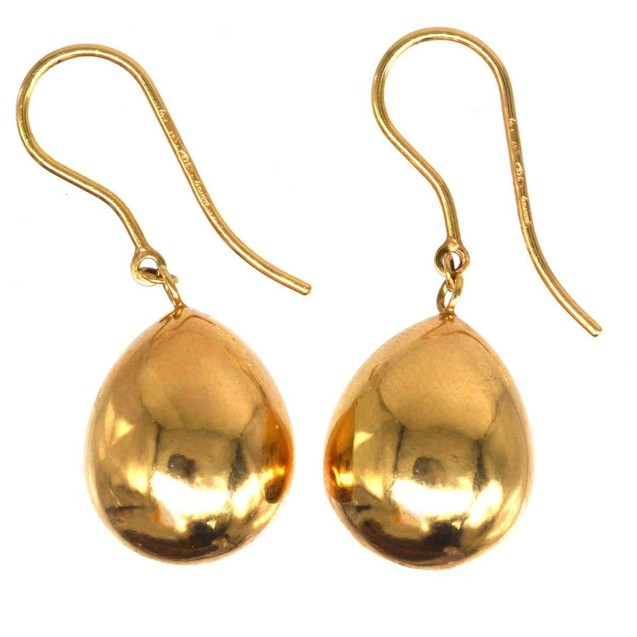 Ohrringe aus 9-karätigem Gold aus den 1940er Jahren mit großen tropfenförmigen Ohrringen, perfekt für jede Gelegenheit.
