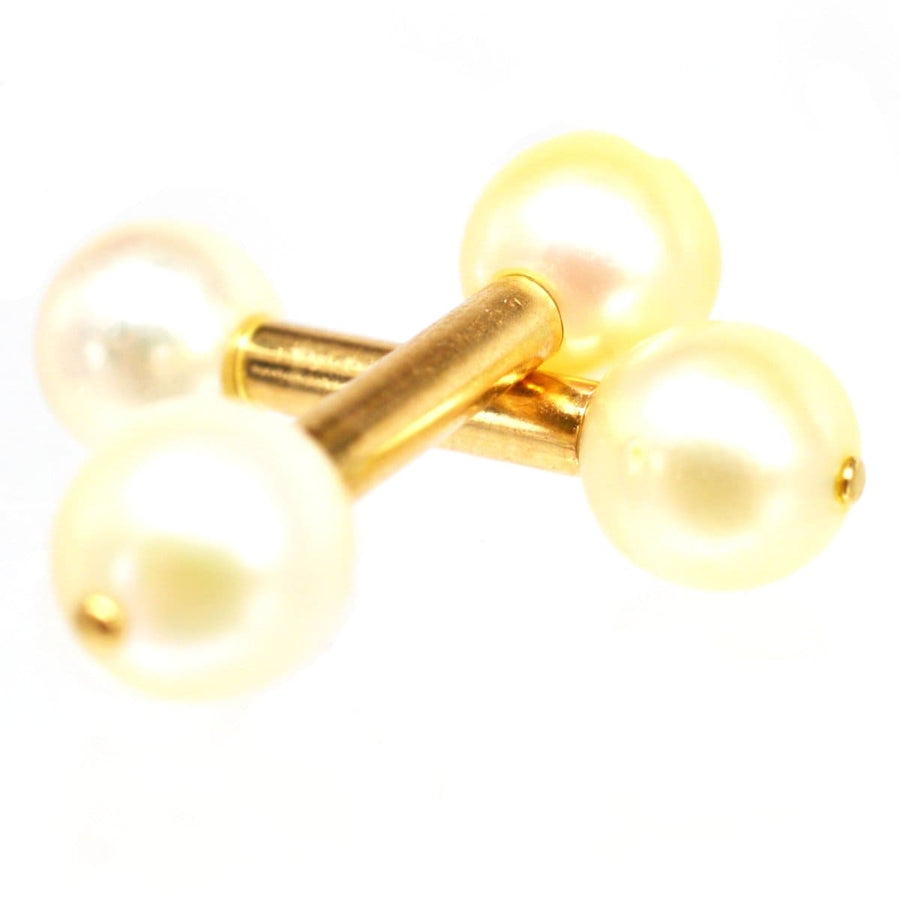 Französische Manschettenknöpfe aus 18-karätigem Gold mit doppeltem Ende und modernem Design aus den 1940er Jahren, perfekt für knackige Manschetten.