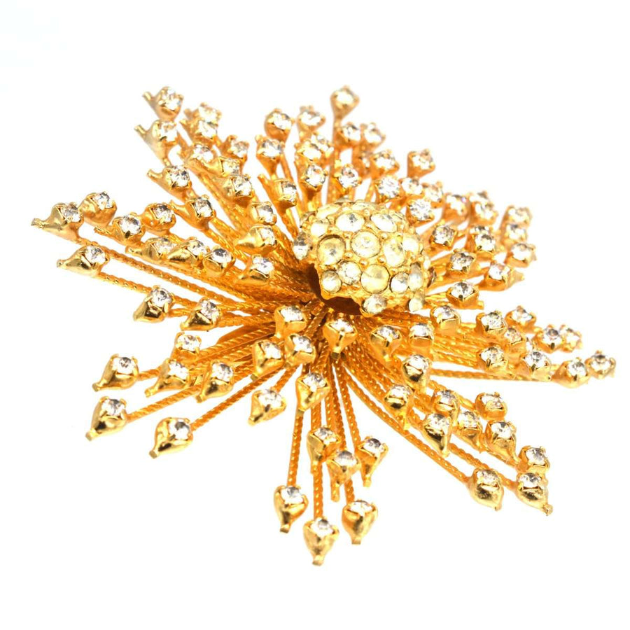 1960er Jahre Warner Starburst Goldtone Paste Brosche | Parkin und Gerrish | Antike & Vintage Schmuck