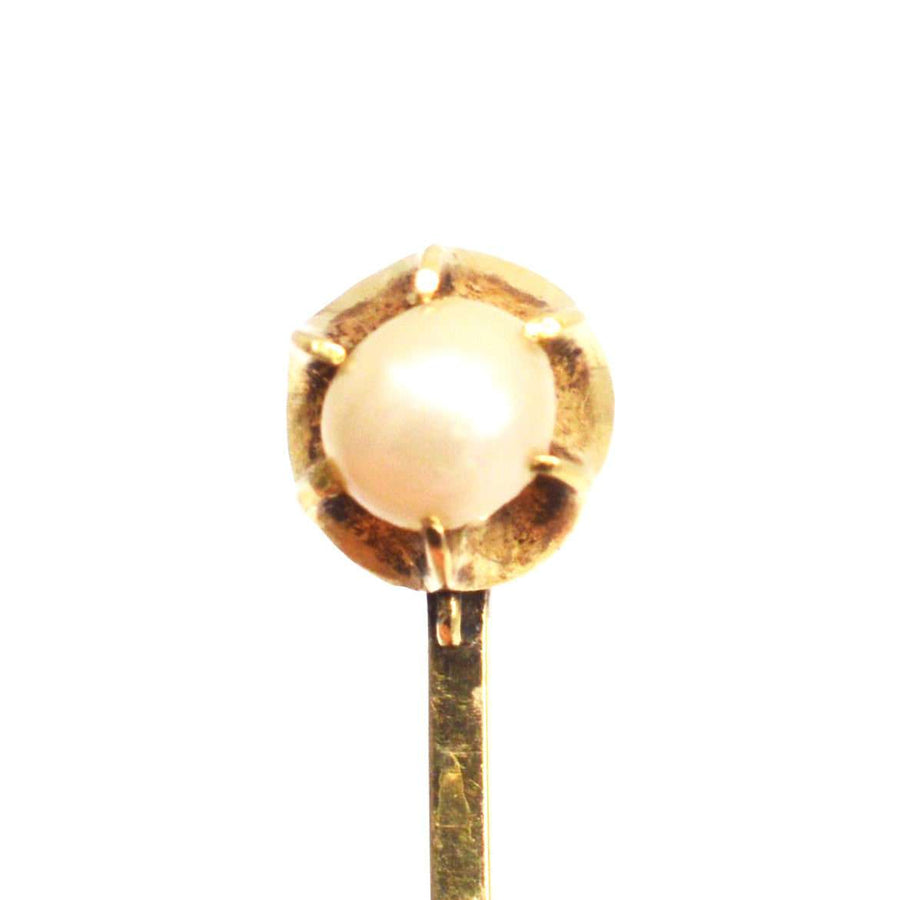 Edwardian 15ct Gold Zuchtperlen Krawattennadel
