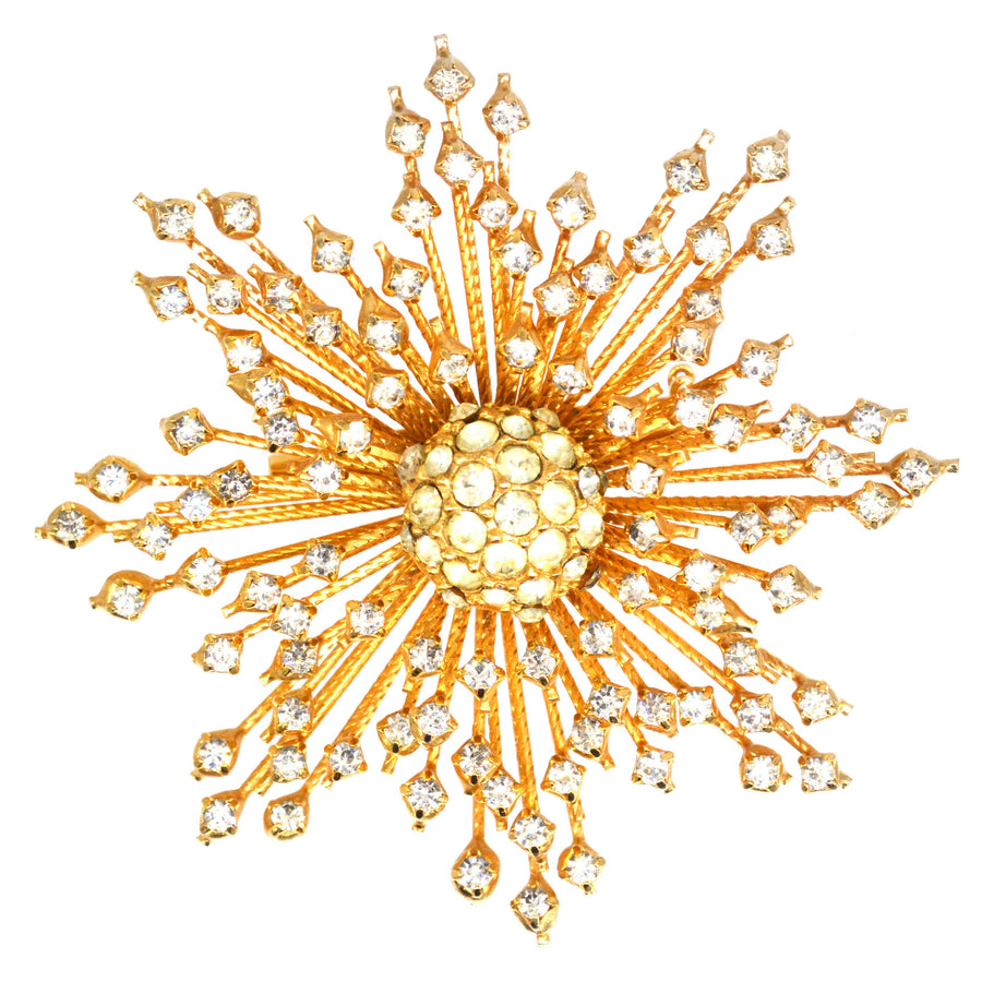 1960er Warner Starburst Goldtone Paste Brosche
