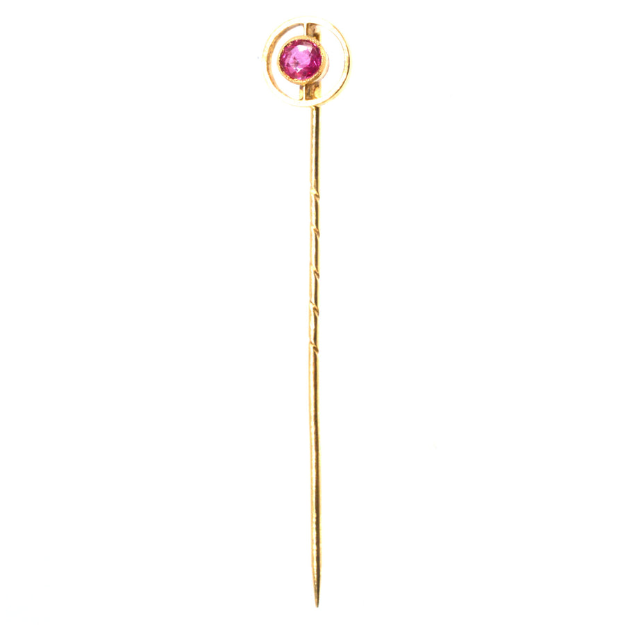 Edwardian 18ct Gold Rubin Krawattennadel