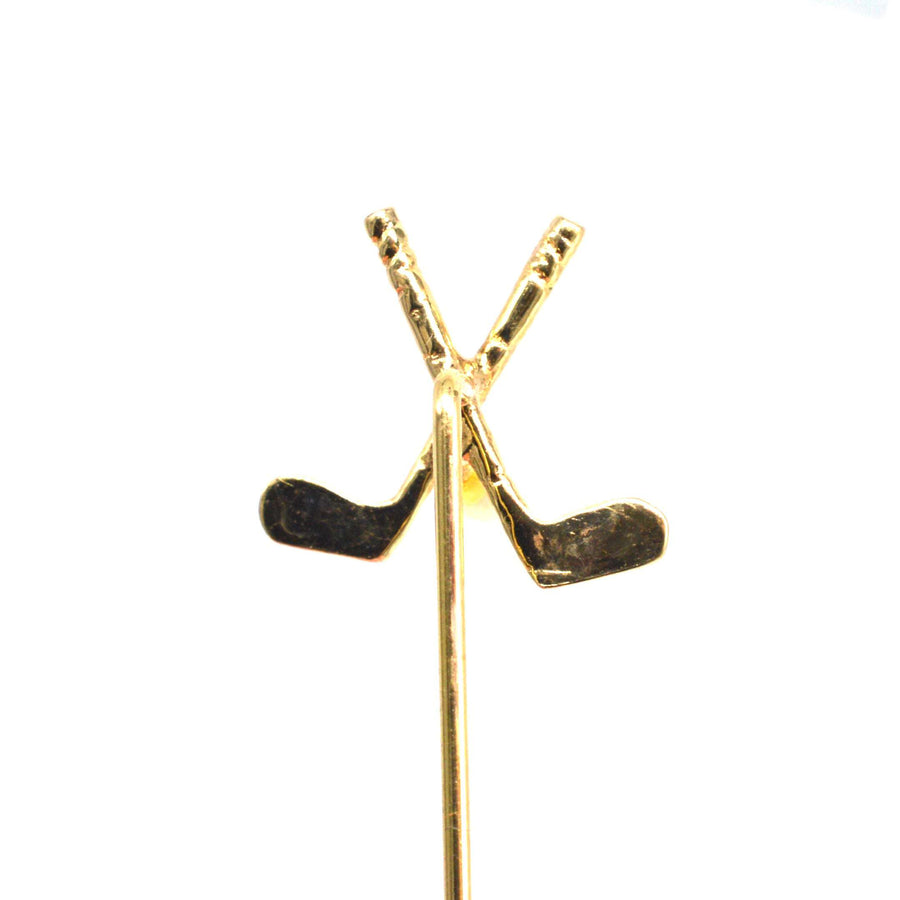 Anfang des 20. Jahrhunderts 9ct Gold Golfschläger und Perle Ball Krawattennadel