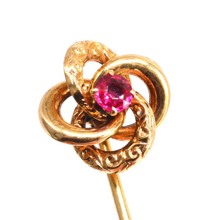 Viktorianische 15ct Gold Rubin Knoten Krawattennadel