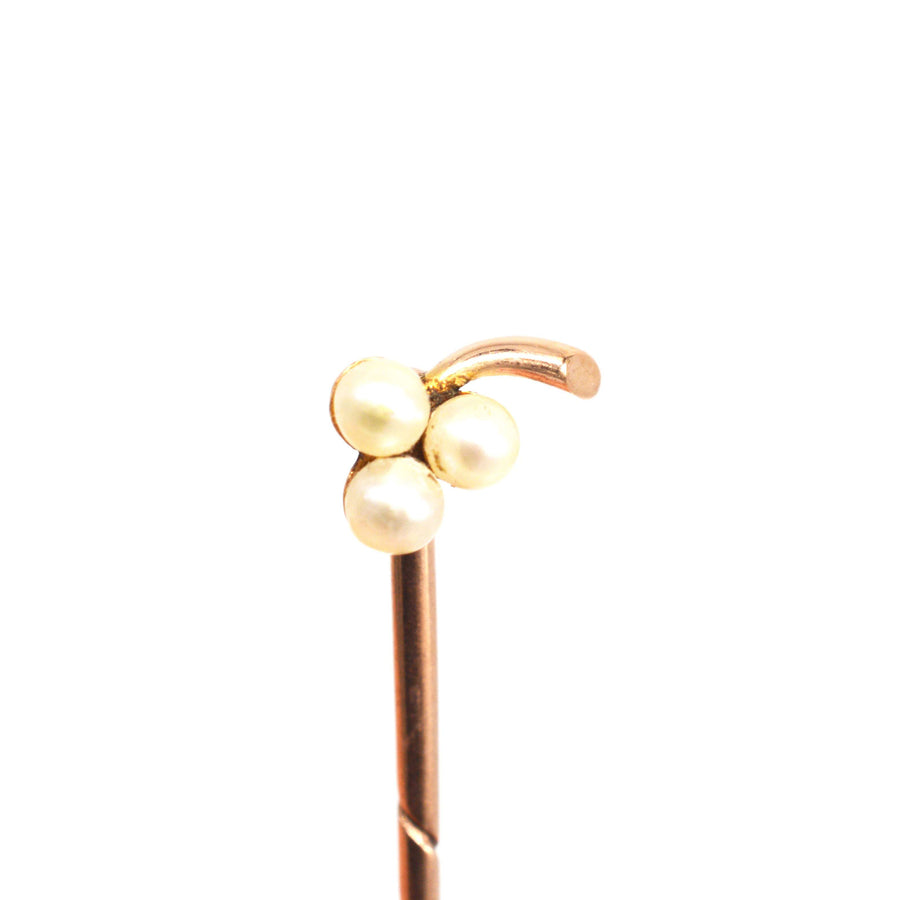 Edwardian 15ct Gold Trio Perle Klee Krawattennadel