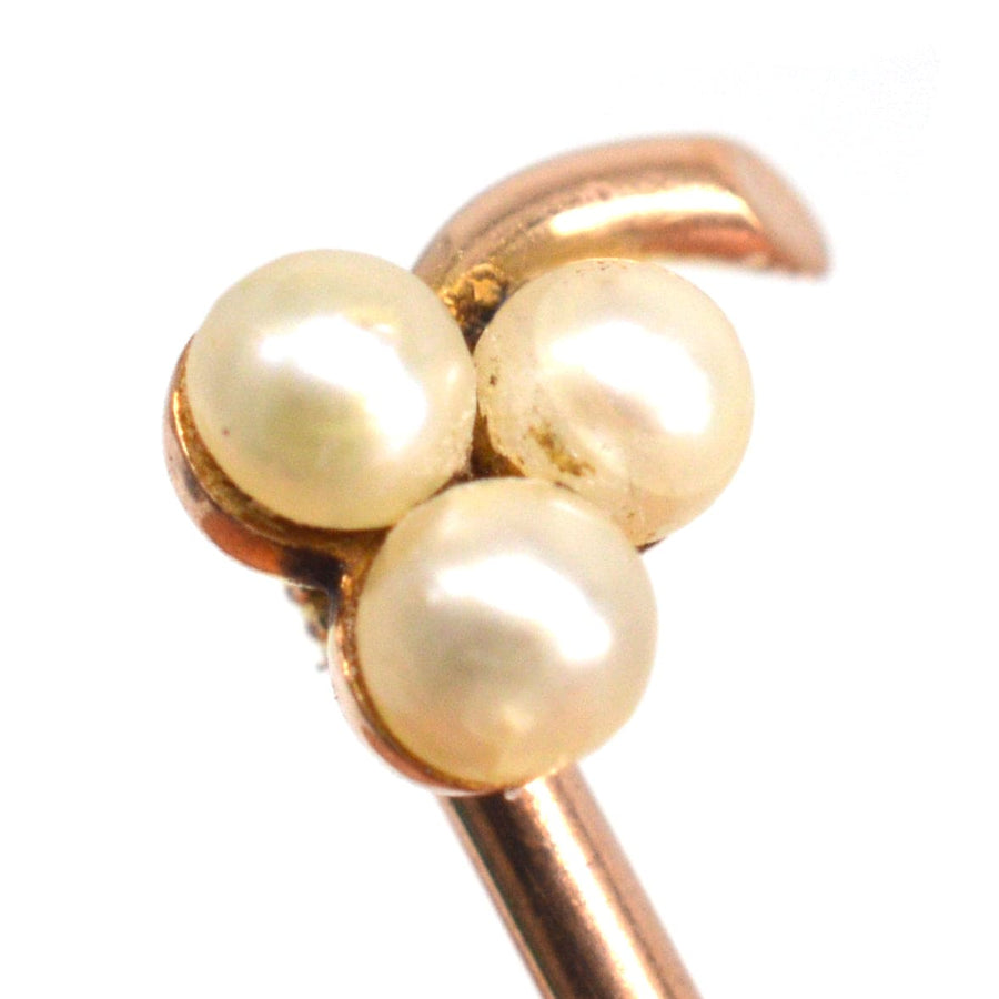 Edwardian 15ct Gold Trio Perle Klee Krawattennadel