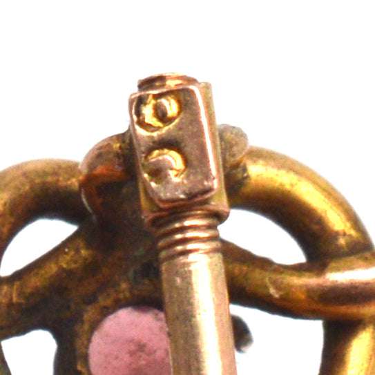 Edwardian 9ct Gold Lover's Knot und Granat Krawattennadel