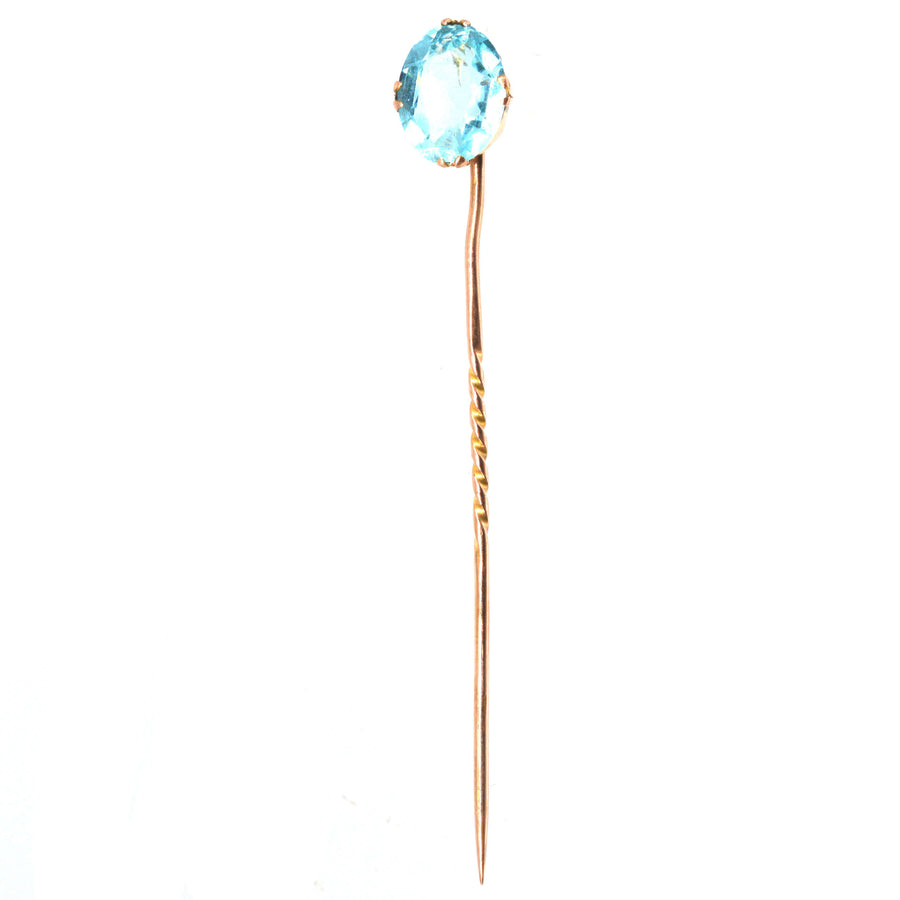 Art Deco 9ct Gold Blau Paste Krawattennadel