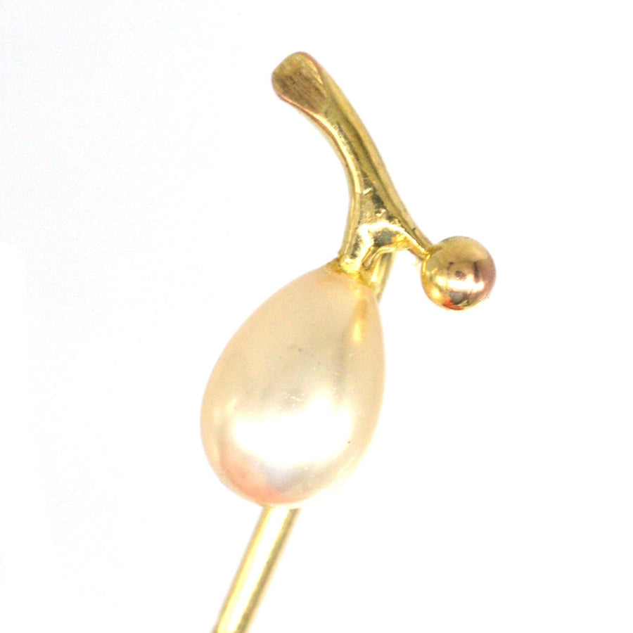 Edwardian 9ct Gold kultivierte Perle Krawattennadel