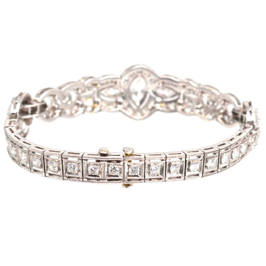 Art-Deco-Armband aus Iridium-Platin mit 4 Karat Diamanten, klassisches geometrisches Design aus den 1930er Jahren.