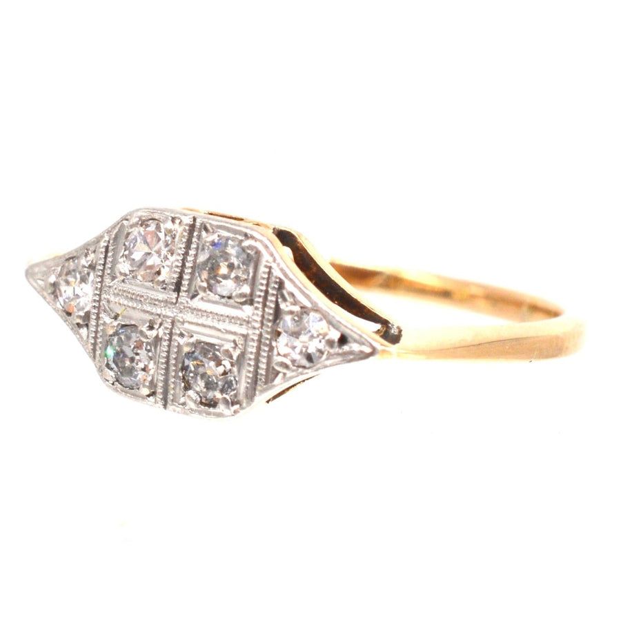 Art Deco 18ct Gold und Platin Diamant Ring | Parkin und Gerrish | Antike & Vintage Schmuck