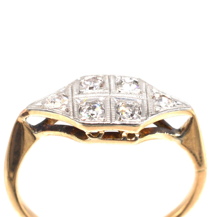 Art Deco 18ct Gold und Platin Diamant Ring | Parkin und Gerrish | Antike & Vintage Schmuck