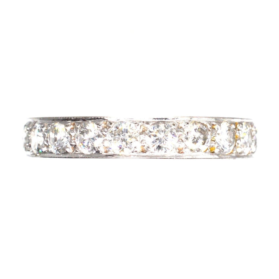 Art Deco 18ct Weißgold Diamant Ewigkeitsring mit 2 Karat funkelnden Diamanten, UK Größe N.