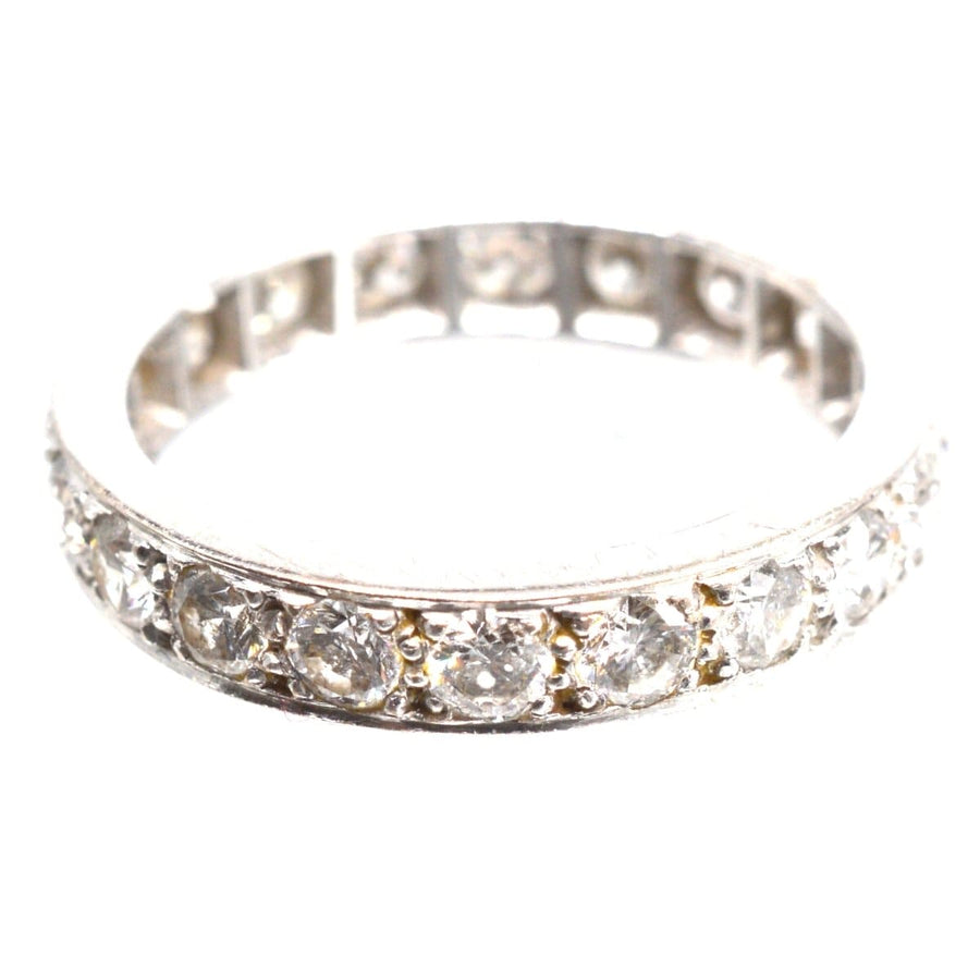 Art Deco 18ct Weißgold Diamant Ewigkeitsring mit 2 Karat funkelnden Diamanten, UK Größe N.