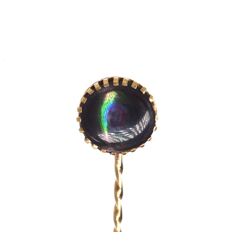 Art Deco 9ct Gold Schwarzes Perlmutt Krawattennadel | Parkin und Gerrish | Antike & Vintage-Schmuck