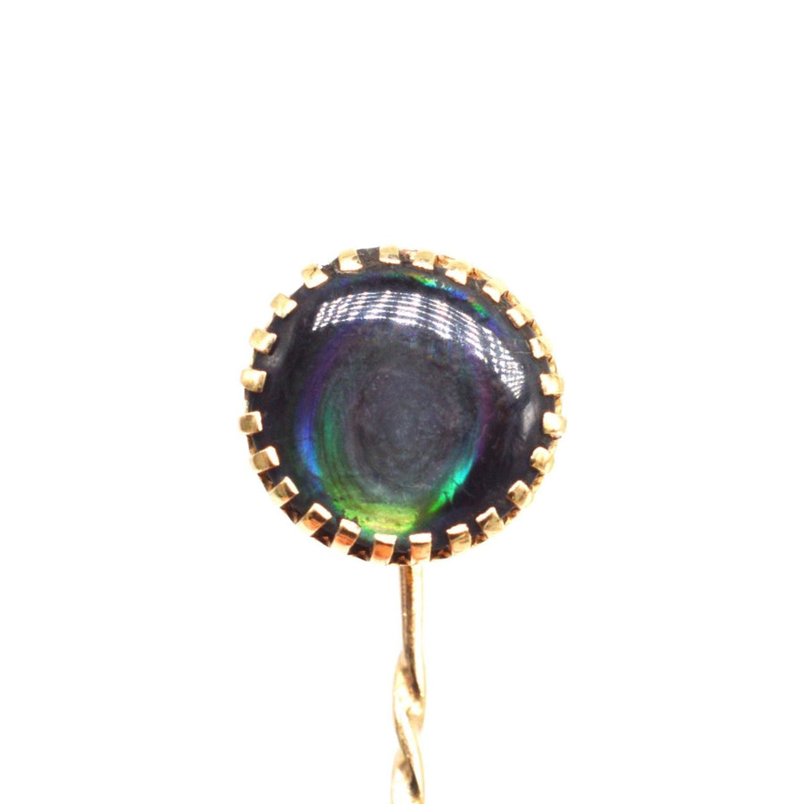 Art Deco 9ct Gold Schwarzes Perlmutt Krawattennadel | Parkin und Gerrish | Antike & Vintage-Schmuck