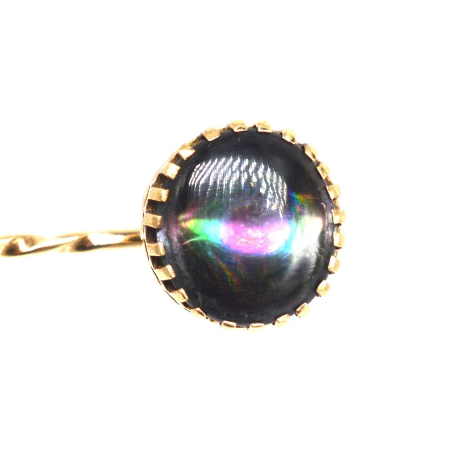 Art Deco 9ct Gold Schwarzes Perlmutt Krawattennadel | Parkin und Gerrish | Antike & Vintage-Schmuck