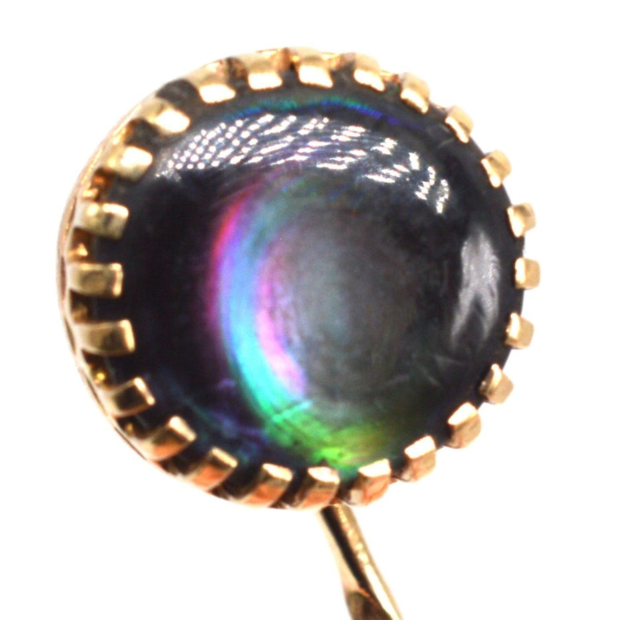 Art Deco 9ct Gold Schwarzes Perlmutt Krawattennadel | Parkin und Gerrish | Antike & Vintage-Schmuck