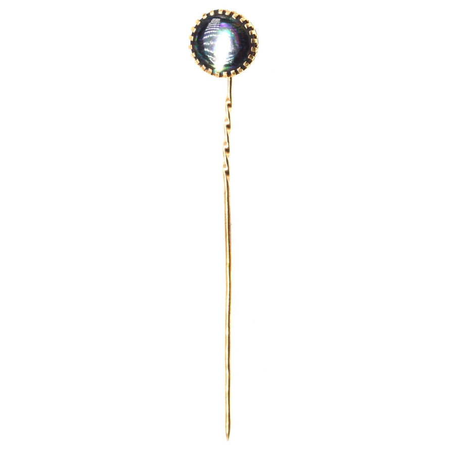 Art Deco 9ct Gold Schwarzes Perlmutt Krawattennadel | Parkin und Gerrish | Antike & Vintage-Schmuck