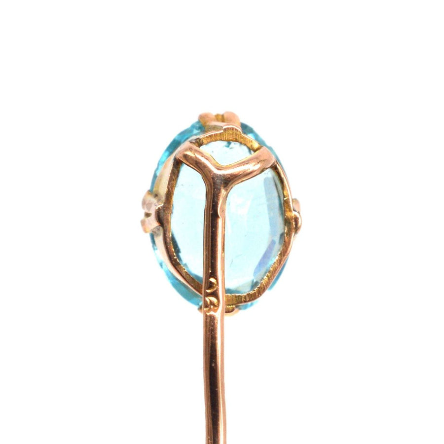 Art Deco 9ct Gold Blau Paste Krawattennadel | Parkin und Gerrish | Antike & Vintage-Schmuck