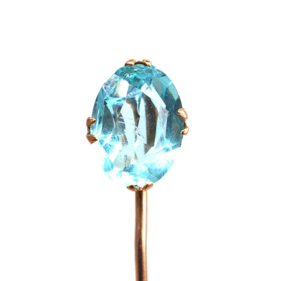 Art Deco 9ct Gold Blau Paste Krawattennadel | Parkin und Gerrish | Antike & Vintage-Schmuck