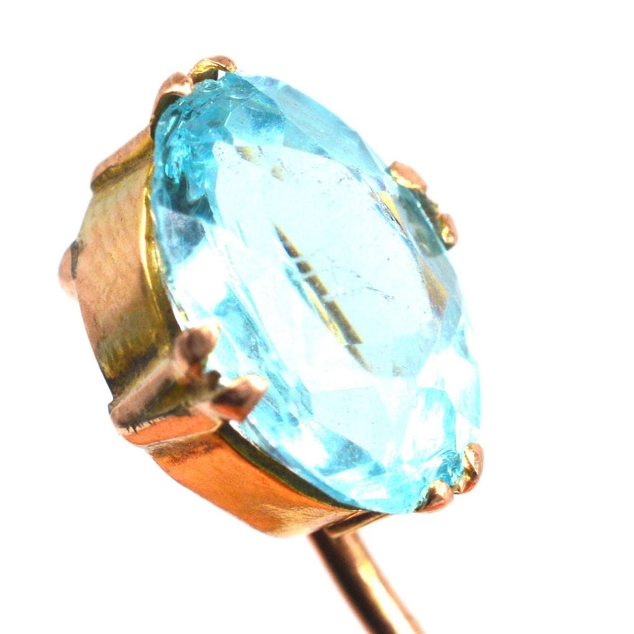 Art Deco 9ct Gold Blau Paste Krawattennadel | Parkin und Gerrish | Antike & Vintage-Schmuck