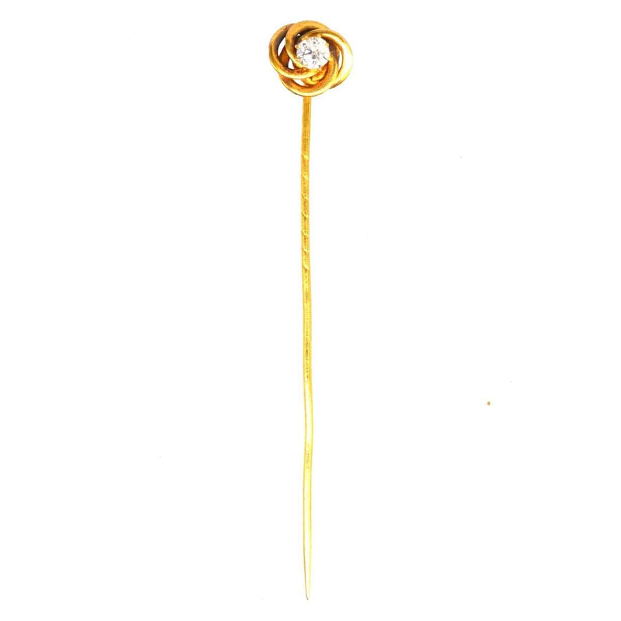 Krawattennadel aus 14-karätigem Gold des frühen 20. Jahrhunderts mit einem Diamanten, der Stärke und Ewigkeit symbolisiert.