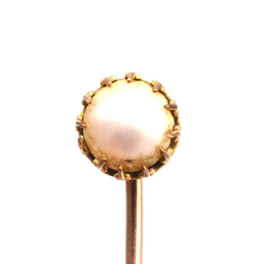 Frühe 20. Jahrhundert 9ct Gold Zuchtperlen Krawattennadel | Parkin und Gerrish | Antike & Vintage-Schmuck