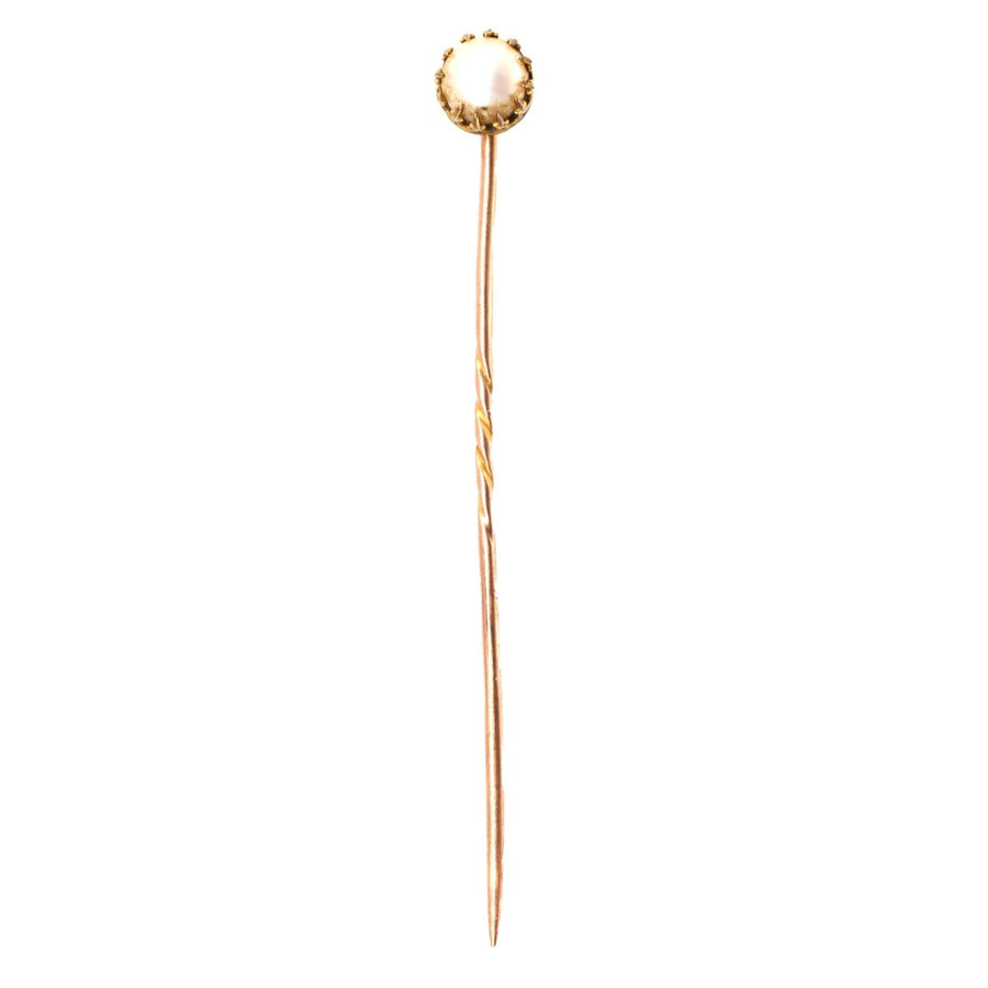 Frühe 20. Jahrhundert 9ct Gold Zuchtperlen Krawattennadel | Parkin und Gerrish | Antike & Vintage-Schmuck
