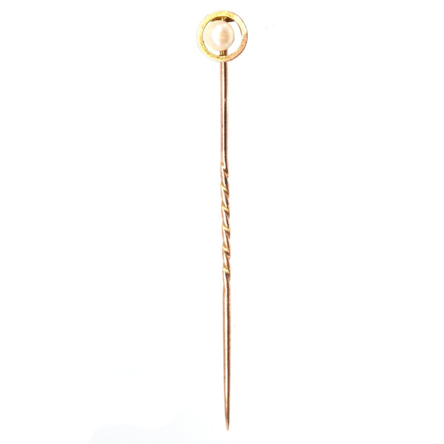Frühe 20. Jahrhundert 9ct Gold Perlen Krawattennadel | Parkin und Gerrish | Antike & Vintage-Schmuck
