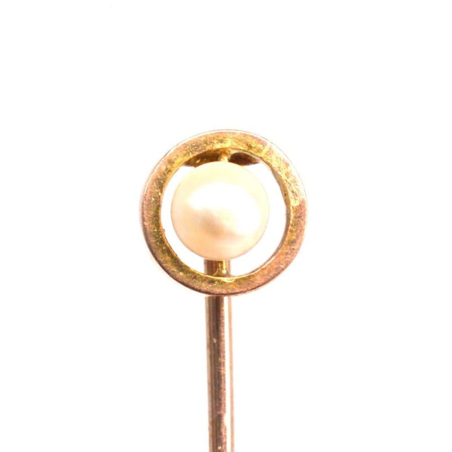 Frühe 20. Jahrhundert 9ct Gold Perlen Krawattennadel | Parkin und Gerrish | Antike & Vintage-Schmuck