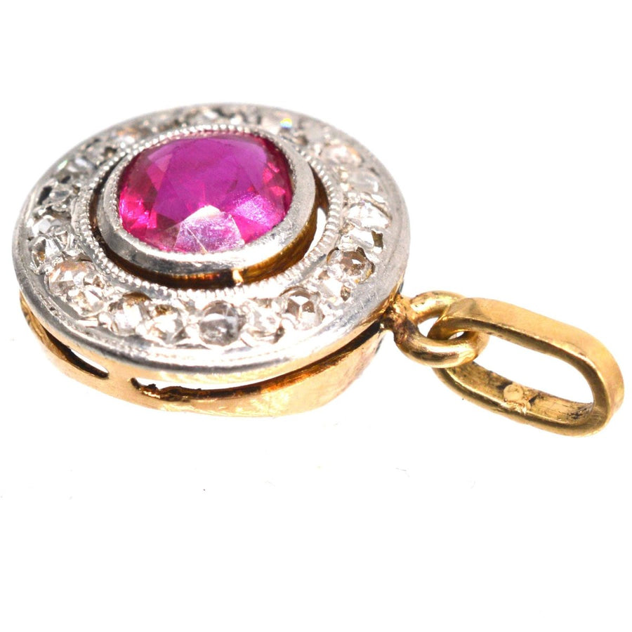 Synthetischer Rubin- und Diamantanhänger mit Rosenschliff aus dem frühen 20. Jahrhundert | Parkin and Gerrish | Antiker & Vintage-Schmuck