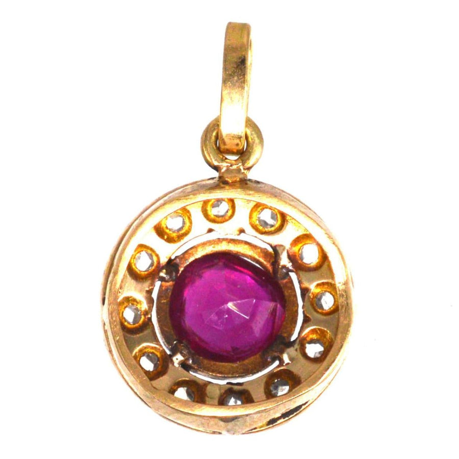 Synthetischer Rubin- und Diamantanhänger mit Rosenschliff aus dem frühen 20. Jahrhundert | Parkin and Gerrish | Antiker & Vintage-Schmuck