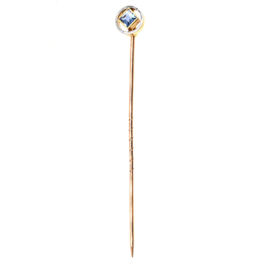 Edwardian 15ct Gold und Platin Saphir Krawattennadel | Parkin und Gerrish | Antique & Vintage Jewellery