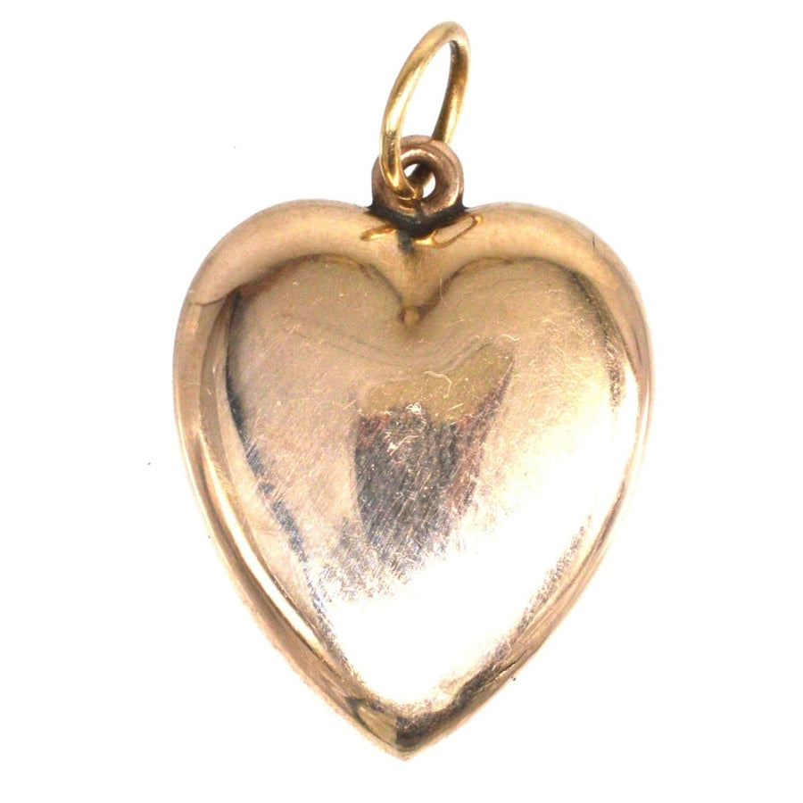 Herzanhänger aus edwardianischem 15-karätigem Gold mit glänzender Oberfläche, ideal für Sammler antiker jewelry .