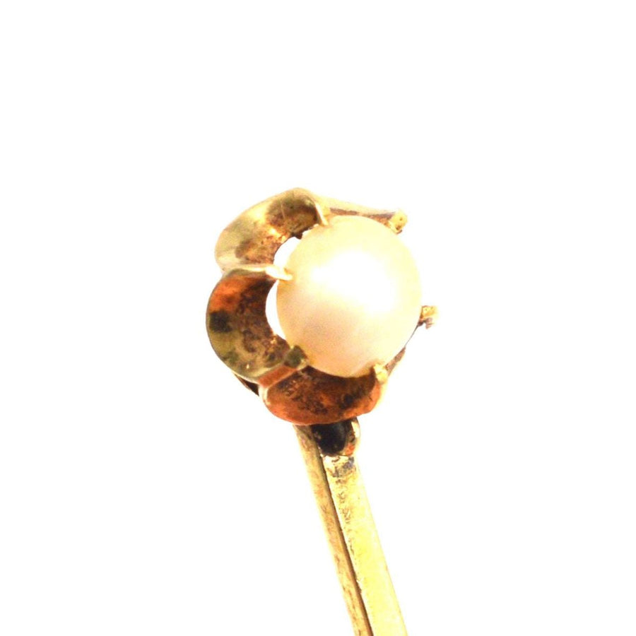 Edwardian 15ct Gold Zuchtperlen Krawattennadel | Parkin und Gerrish | Antike & Vintage-Schmuck