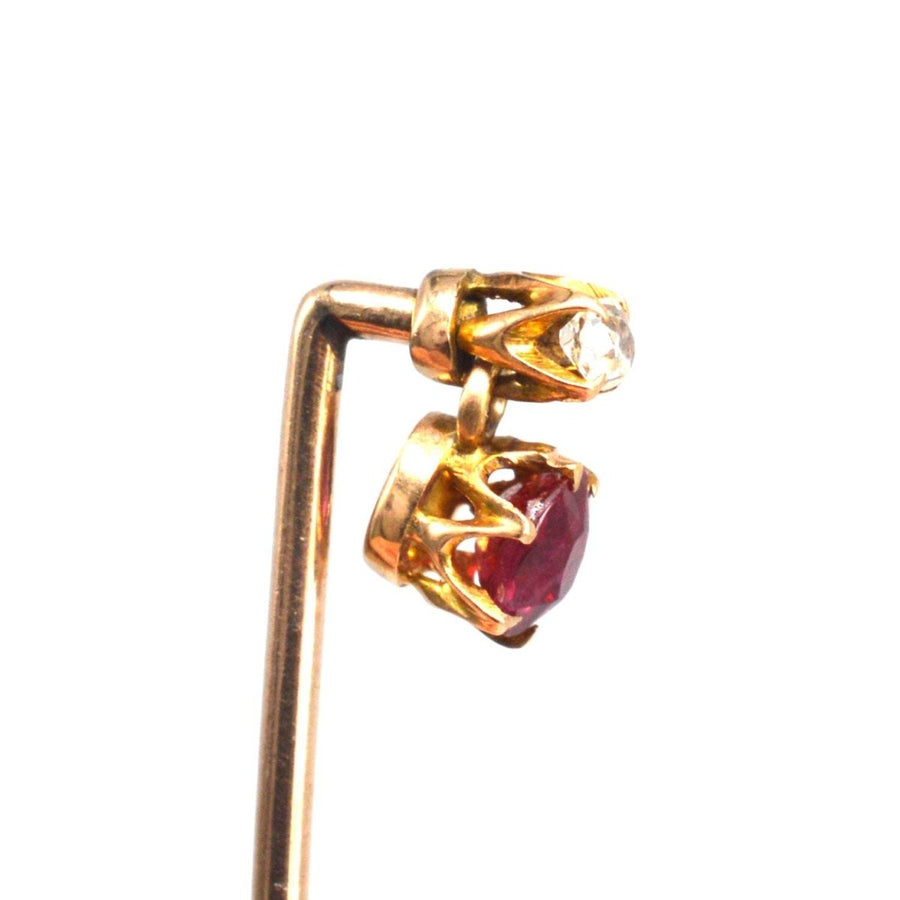 Edwardian 15ct Gold Rubin und Diamant Krawattennadel | Parkin und Gerrish | Antique & Vintage Jewellery