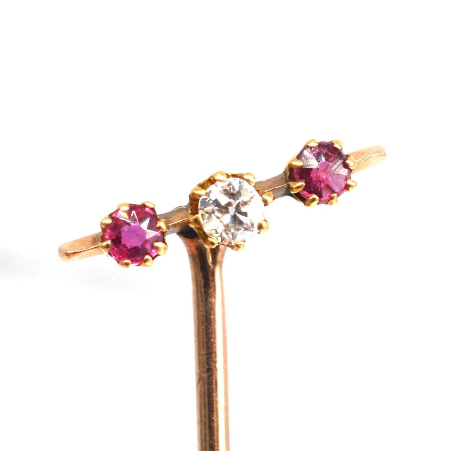 Edwardian 15ct Gold Rubin & Diamant Krawattennadel | Parkin und Gerrish | Antike & Vintage-Schmuck