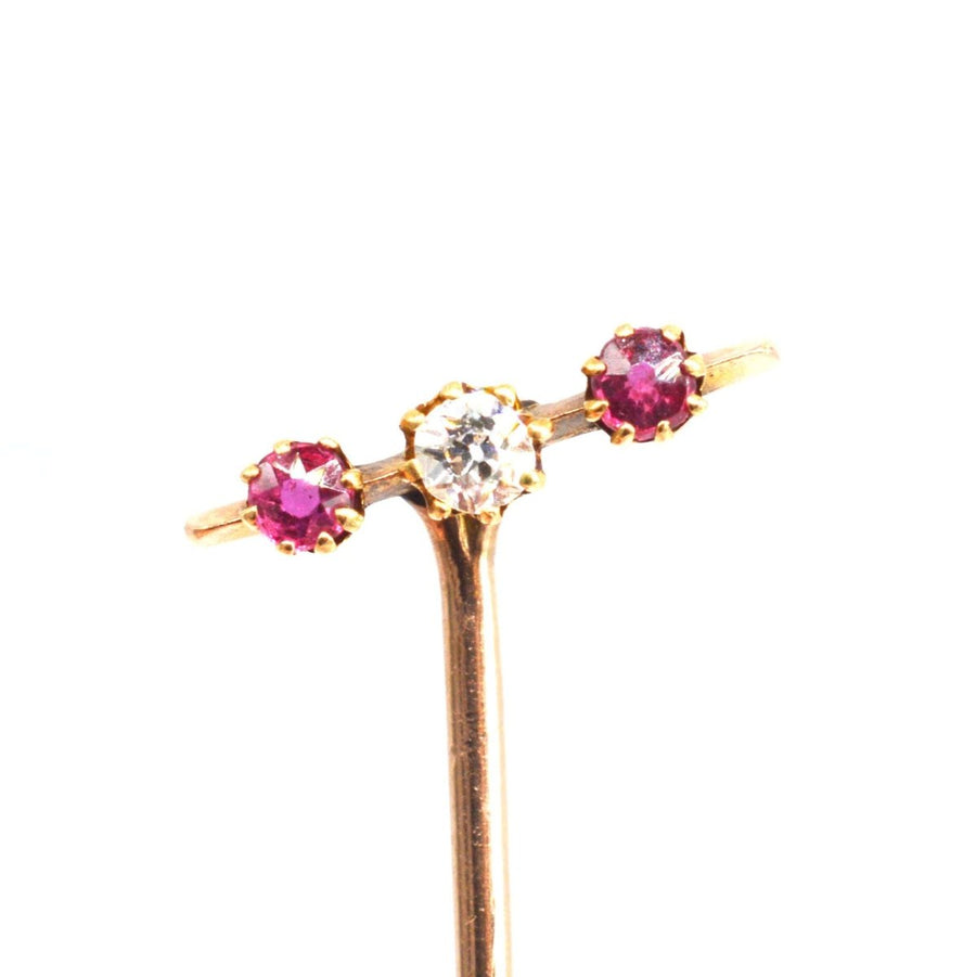 Edwardian 15ct Gold Rubin & Diamant Krawattennadel | Parkin und Gerrish | Antike & Vintage-Schmuck