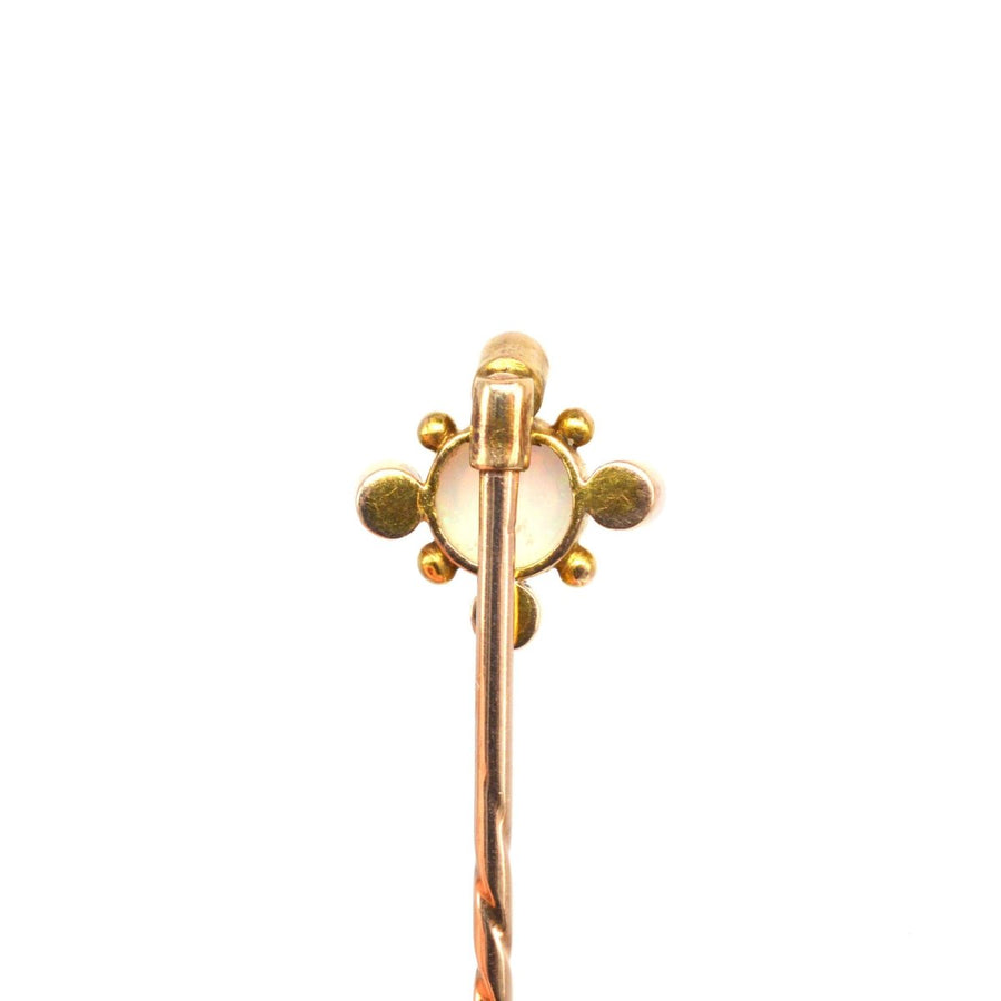 Edwardian 15ct Gold Türkis und Opal Krawattennadel | Parkin und Gerrish | Antike & Vintage-Schmuck