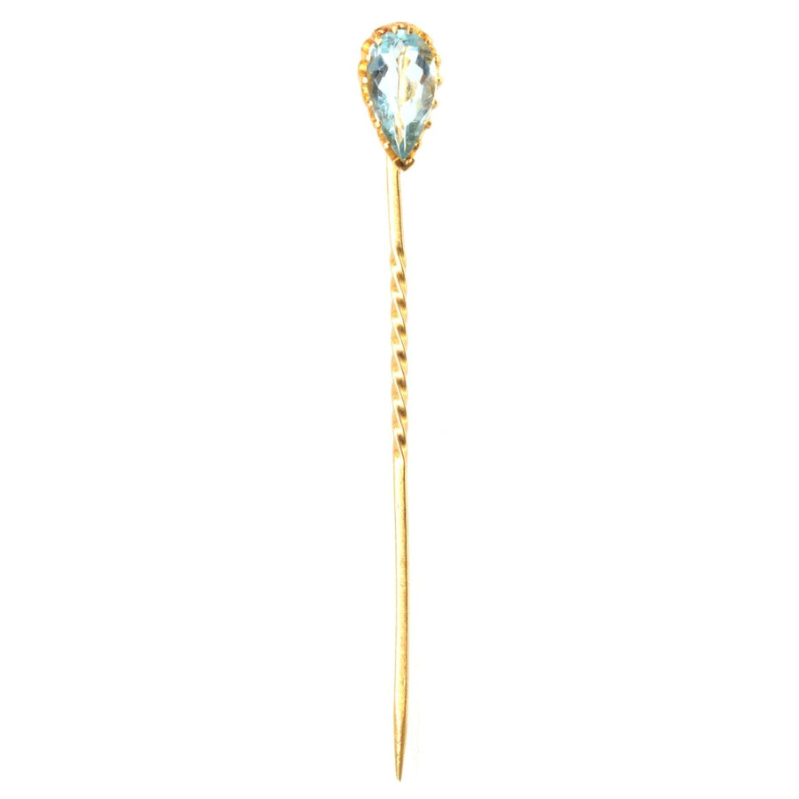 Edwardian 18ct Gold Aquamarin Krawattennadel | Parkin und Gerrish | Antike & Vintage-Schmuck