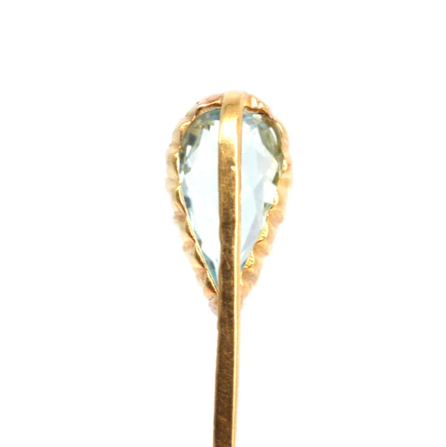 Edwardian 18ct Gold Aquamarin Krawattennadel | Parkin und Gerrish | Antike & Vintage-Schmuck