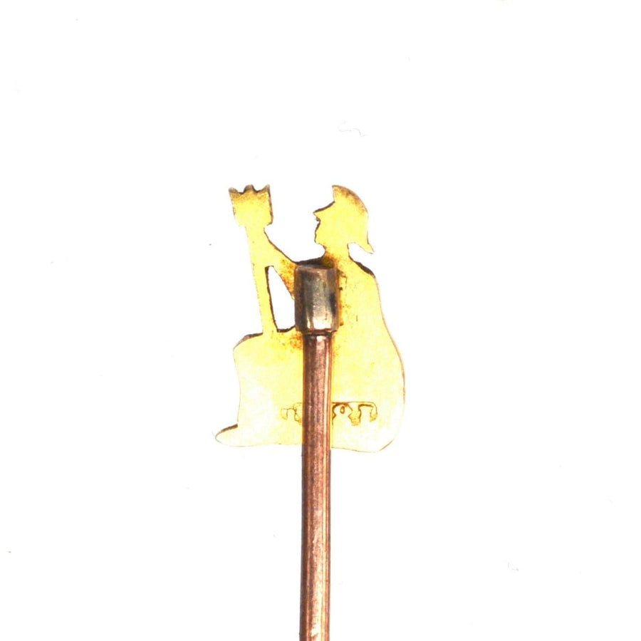 18ct gold Britannia tie pin representing The Royal Norfolk Regiment, crafted around 1900-1910s.